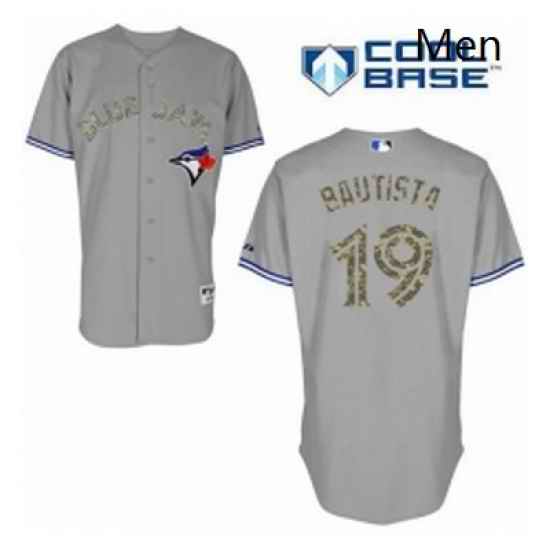 Mens Majestic Toronto Blue Jays 19 Jose Bautista Authentic White USMC Cool Base MLB Jersey